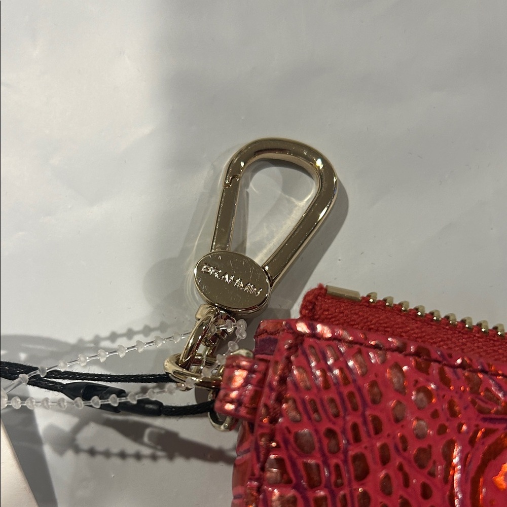 Brahmin Shiny Red Croc-Embossed Mini Coin Pouch with Gold Hardware NWT - Picture 2 of 10